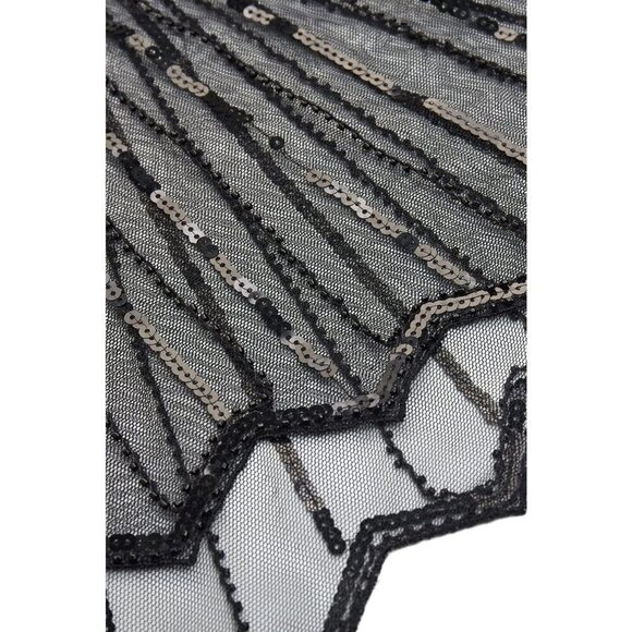 Women Sequin Beaded Evening Cape 1920s Shawl  Wraps (Black) - Picture 6 of 6